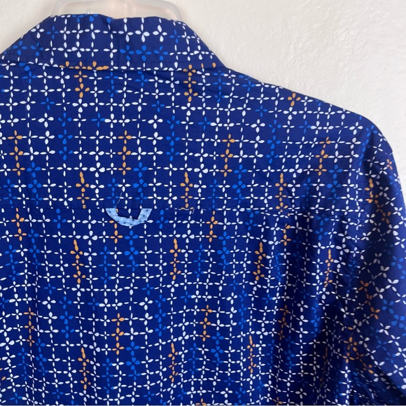 Pitbull brand casual button front shirt-blue with geo-print-Men’s Large - Picture 11 of 12